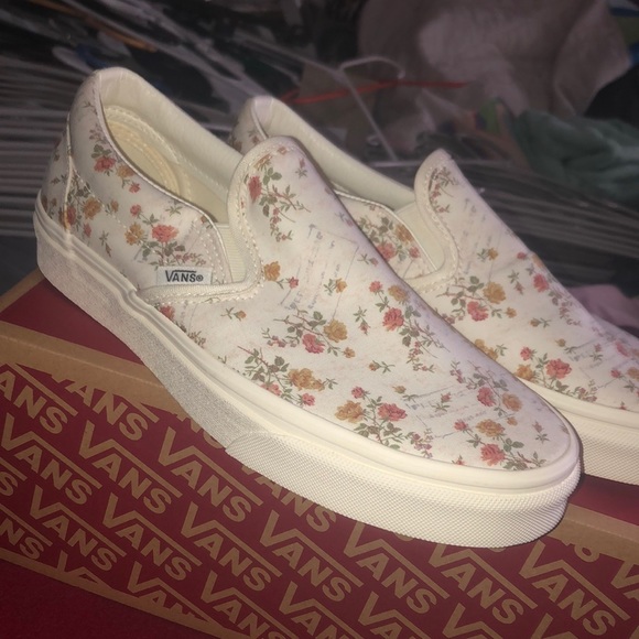 Vans Shoes - White floral vans. BRAND NEW!!